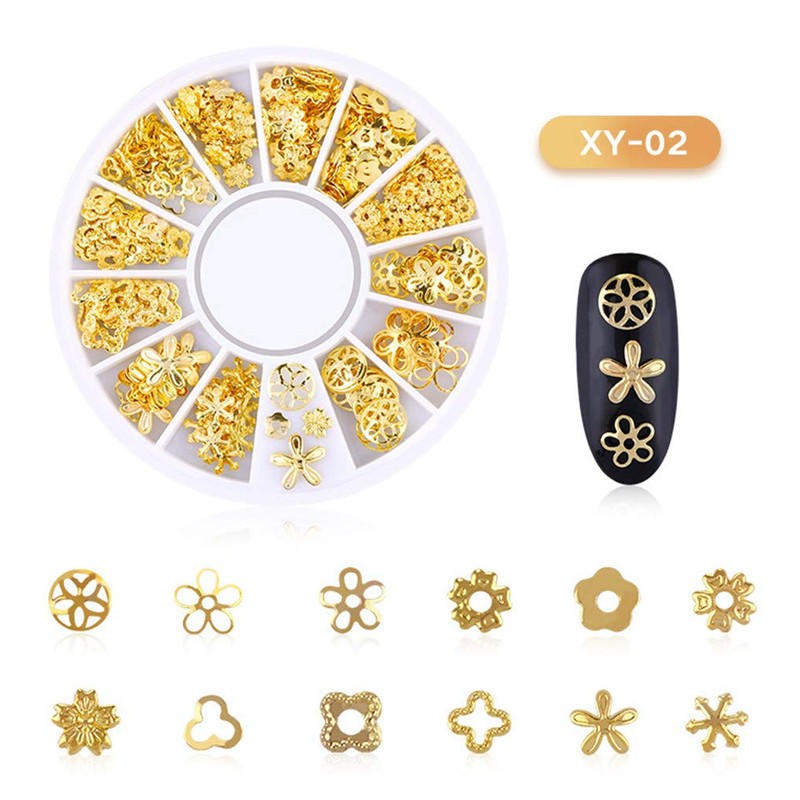6 Boxes Nail Art Studs - 3D Decorations Alloy Gems