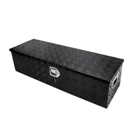 confote 39 Inch Heavy Duty Aluminum Stripes Plated Tool Box Pick Up Truck Bed RV Trailer Toolbox Waterproof Square Storage Organizer with Side Handle, Lock and Keys -39"x 13"x 10"，Black