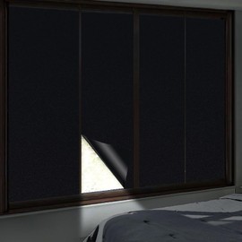 FEILAYS Black Blackout Window Film, Sun Light Blocking Frosted Privacy Cling for Glass, Darkening Window Tint for Day Sleep Black Out Shades, UV Blocking Static Cling Blacout Cover 11.8"x78.7"