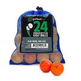 GolfBall Nut Used and Recycled for Brand Name Orange Bulk Mix Near Mint - 4A Quality Golf Balls Mesh Bag Included (24)