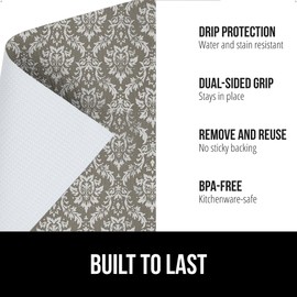 GORILLA GRIP DripGuard Shelf Liner, Non-Adhesive Drawer and Kitchen Cabinet Protector, 24x240 In, Strong Grip Slip Resistant Underside, Smooth Surface Liners for Cabinets, Bathroom Closets Beige Cream