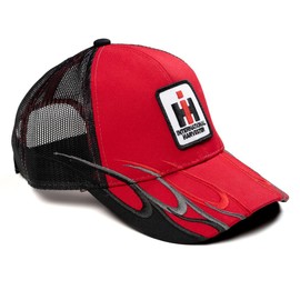 Agriculture International Harvester Red & Black Flame Mesh Back Hat Cap IHRFL