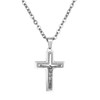 Flongo Rosary Men's Cross Pendant Women's Necklace Stainless Steel Silver