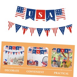 Alipis Independence Day Decor 2pcs American Flag Banner Patriotic Bunting Lightweight Reusable for Parties