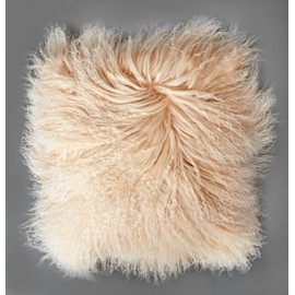 Genuine Mongolian Sheepskin Cushion Pillowcase 40x40cm (big variety of colours) JYB03 colour beige / white (Tops)
