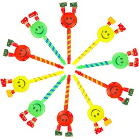 FANGCUU Pack of 10 Random Color Colorful Floppy Whistles Party Birthday Event Lung Capacity Training