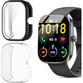 Blueshaweu for Kuizil Smart Watch T70 Case, Soft Slim TPU All Around Protective Shell Anti-Scratch Bumper Cover Case Compatible with Kuizil T70, WeurGhy T70, Csasan T70 1.91" Smartwatch (Black+Clear)