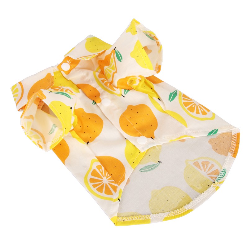 Dog Summer Shirts Lemon Print Breathable Cool Hawaiian Dog Shirts