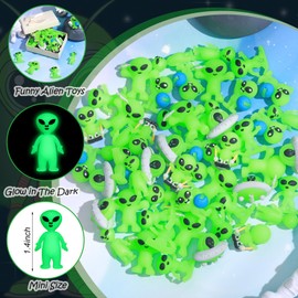 CroBlissful 60 Pcs Glow in The Dark Mini Alien Figures Various 6 Styles Small Alien Figurines Tiny Alien to Hide and Seek Luminous Alien Figures for Easter Egg Filling Space Easter Party Favors Gifts