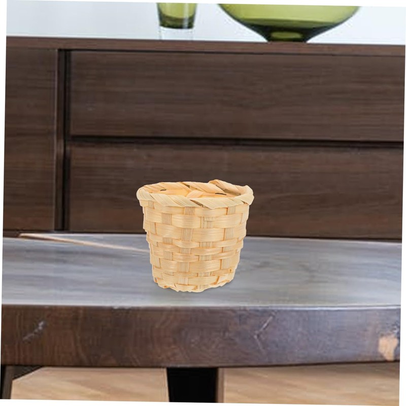 Mipcase 6pcs Handheld Bamboo Basket Miniature Woven Sundries Organizer for