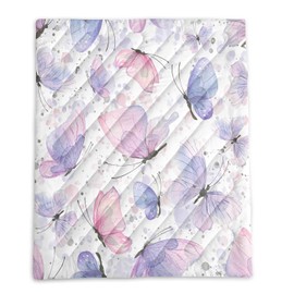 Smell Sunshine Camping Blanket, Windproof and Waterproof Outdoor Blanket for Boys Girls, Watercolor Butterflies Printed Blanket for Cold Weather Camping Hiking Picnics and Traveling(Butterflies S)