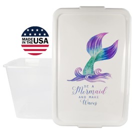 SIMPLYKLEEN 14.5-gal. Reusable Stacking Clear Plastic Storage Containers with Mermaid Print Lids (Pack of 4)