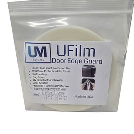 Ufilm Door Edge Protector PRE-Cut Guard Scratch Paint Protection Film with Strong American Glue Clear and Black Universal Car Truck (1 in x 25 ft)