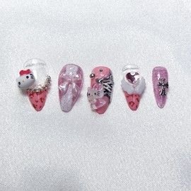 Gyarust Pink Cat Nail - Round / 갸루st 핑크 고양이네일 - 라운드
