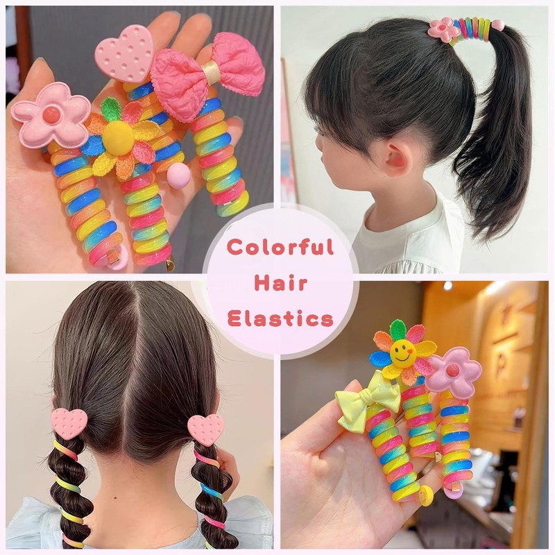 XINYUICEAN Diademas en Espiral para Niñas, 5 Pcs Gomas para