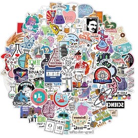 AUCEKO 100 Pieces Stickers for Funny Laboratory Science Experiment Physics Biology Stickers Pack for Kids Teens Student Graffiti Stickers Lab Vinyl Decals for Water Bottle Process Motorcycle Bicycle