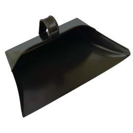 Metal Dustpan Heavy Duty Wide Industrial Design Large Black Hooded Metal Dustpan Cleaning Scoop also Suitable for Warm Waste 12 Inch / 310mm Indoor Outdoor Wide Dust Pan (DustPan)