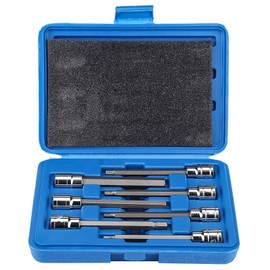 7Pcs Long Hex Socket Set Chrome Vanadium Steel Extra Long Hex Bit Set 3/4/5/6/7/8/10mm Drive Repair Tool Kit for All Repair Work, Socket Length: 110mm/3.8in