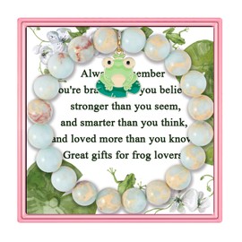 PARTNER Frog Inspirational Birthday Gifts for Women Best Friends Unique Gifts Natural Stone Beaded Bracelets for Women Teen Girls Agate Beaded Jewelry with Meaningful Message Card For Frog Lovers,Comes Packaged (Shoushan Stone)…