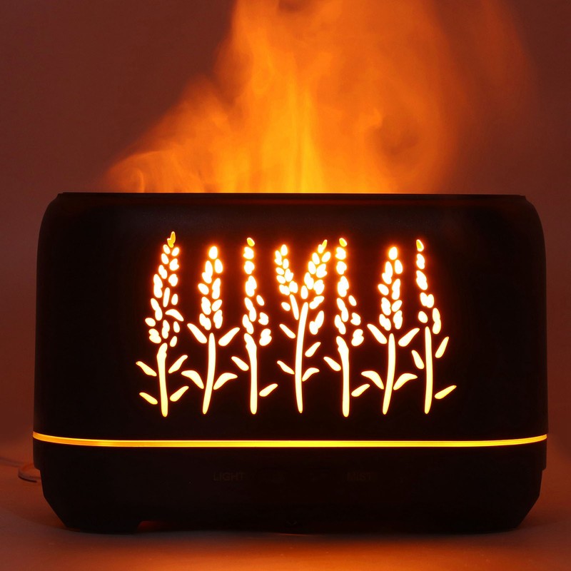 200ml Essential Oil Diffuser Hollow Out Quiet Diffuser with Flame