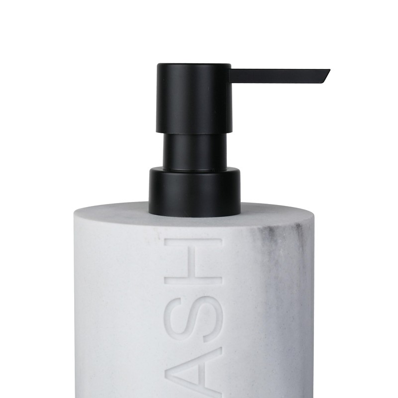 Indecor Home Resin White Marbled Body Wash Engraved Bottle Refillable