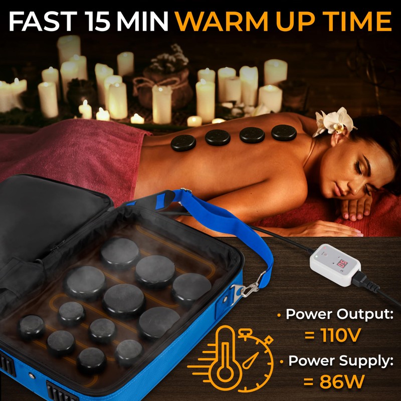 SereneLife Portable Massage Stone Warmer Set - Electric Spa Hot