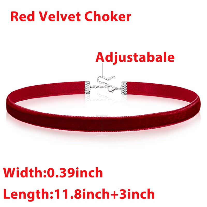 1pcs Red Choker Necklace for Women Red Velvet Choker Black