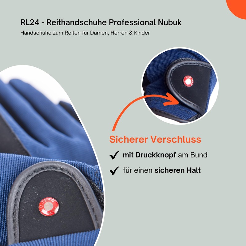 HKM by Reiterladen24 Professional Riding Gloves, Nubuck Imitation Leather, s