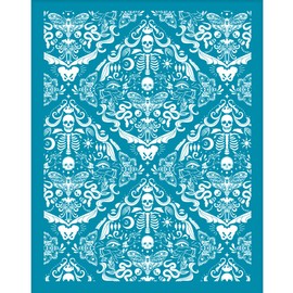 OLYCRAFT 4x5 Inch Skull Brocade Clay Stencils Skull Non-Adhesive Silk Screen Stencil Vintage Pattern Clay Silk Screen Reusable Mesh Transfer for Polymer Clay Jewelry Earring Necklace Making