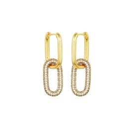 86York Brand Fashion Minimalist Chain Drop Earrings Chunky Shining Zircon Exaggerated Hoop Earrings Exquisite Women JewelryColor: EMBERG, Design: Earring