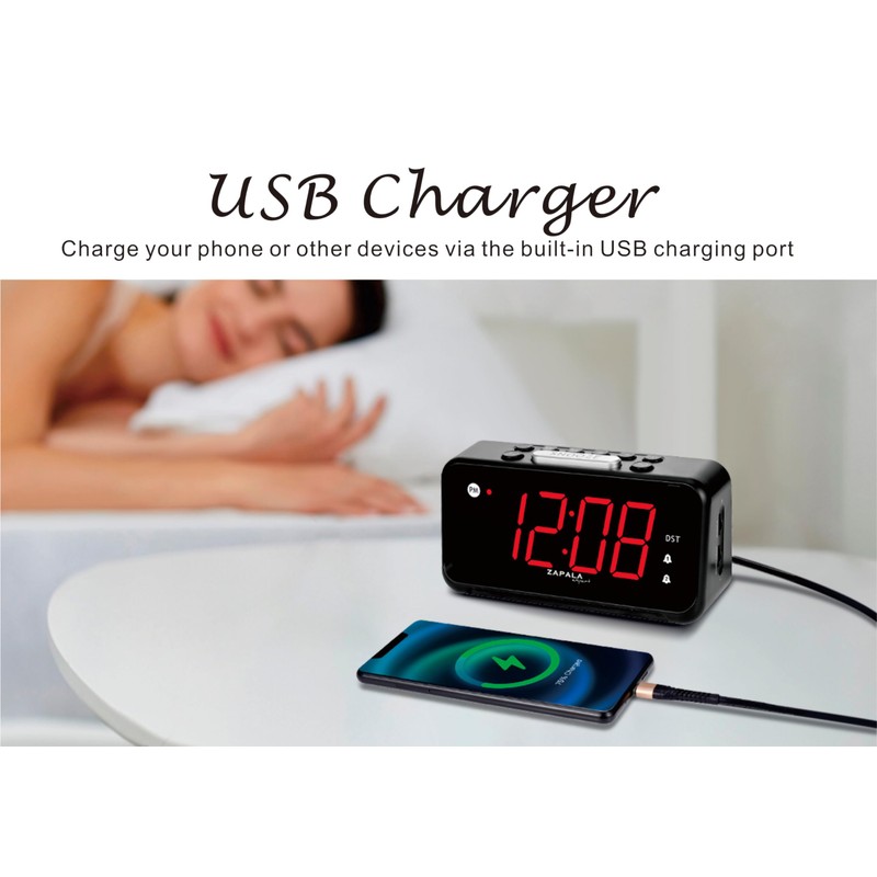 ZAPALA expert Alarm Clock for Bedroom, 2 Alarms Loud LED