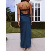 Realtix Satin Silk Backless Tube Tops Maxi Dress for Women