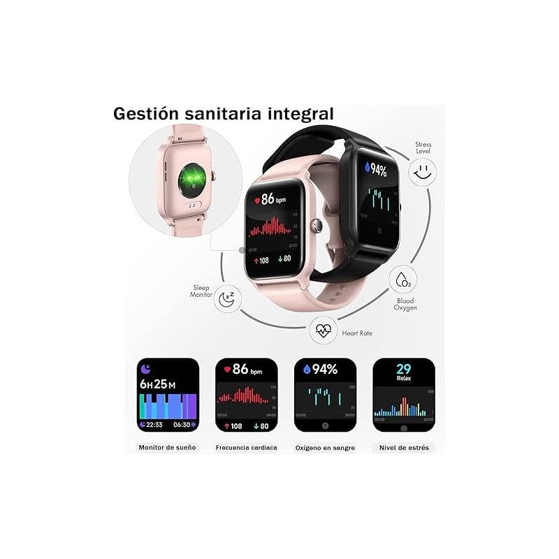 Reloj Inteligente smartwatch para Hombre Mujer Llamada Bluetooth, Pantalla Táctil