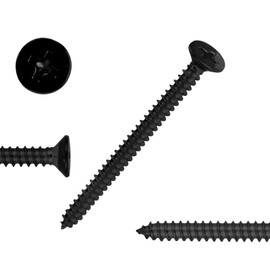 Black Oxide 100 PCS #6X1-1/2(1.5 inch) Stainless Steel Phillips Flat Head Wood Screws,Stainless Steel 18-8 A2(304) Screw,Home Screw Kit by QISHENG