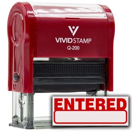 Basic Entered Self Inking Rubber Stamp (Red Ink) - Medium