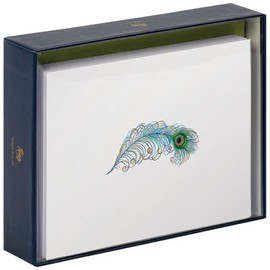 NIQUEA.D Boxed Note Cards, Peacock, Includes a Blank Customizable Interior and Coordinating Envelope, Set of 10 (NBB-0025)
