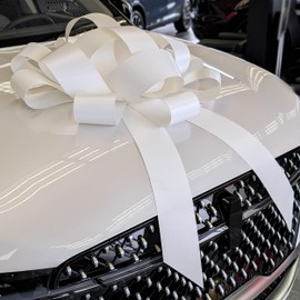 CarBowz Big Car Bow, Giant Bow, Non Scratch Magnet, Weather Resistant Vinyl (White)