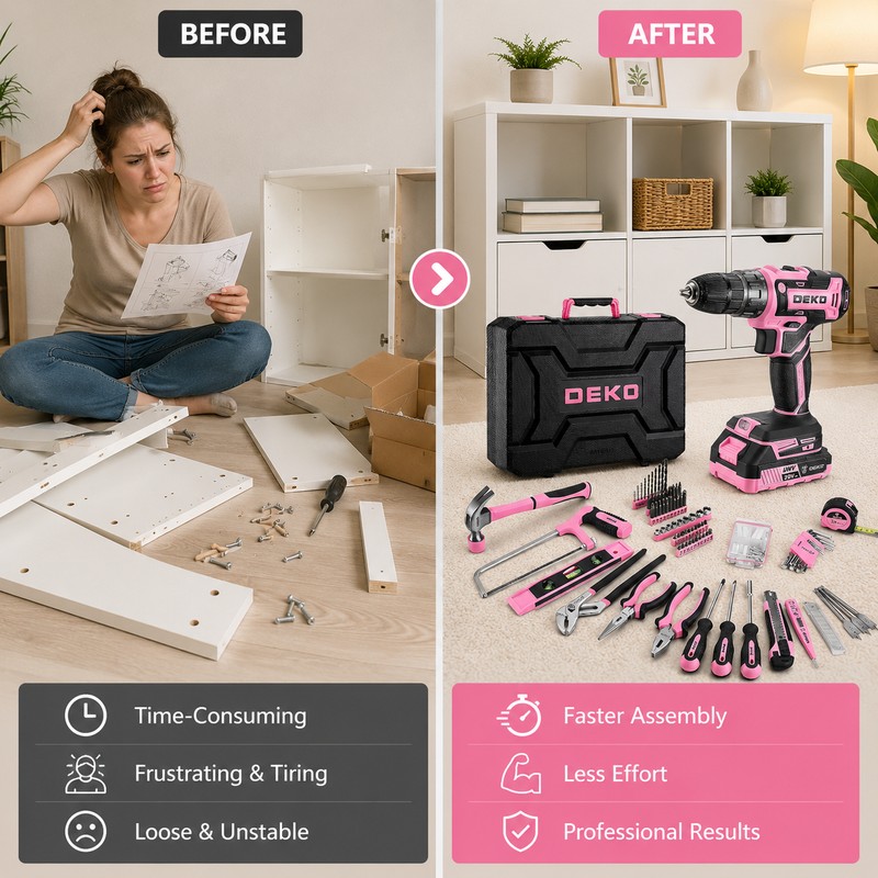 20V Pink Cordless Drill Tool Kit for DIY Repairs –