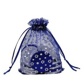 The Dreidel Company Milk Chocolate Coins in Hanukkah Gift Bag, Gelt, Made with Nut-Free Premium Belgian Chocolate, 15 Coins in each Bag, Blue & Silver Nut-free, Single-Bag