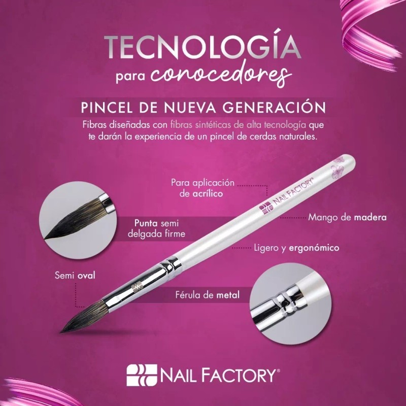 Nail Factory Pincel Madera #8 Nueva Generacion , Nail Factory
