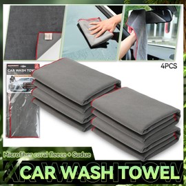 Unbranded x4 Car Drying Towel Suede& Coral Fleece Double-sided Clean Cloth Super Absorbent