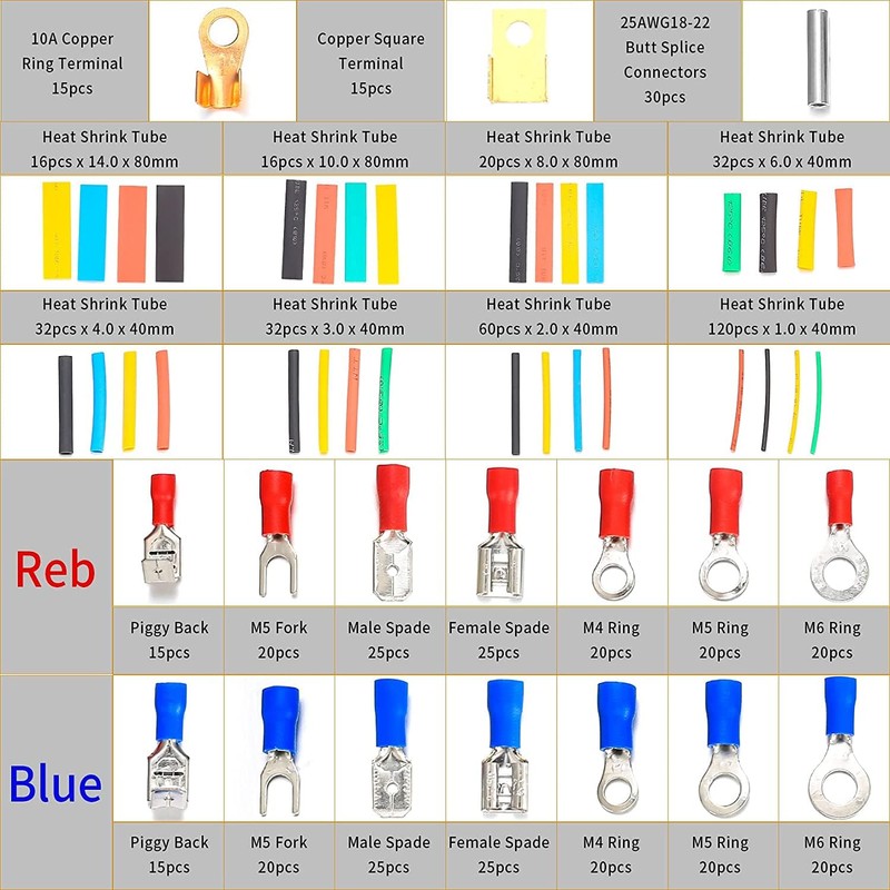 Kit de 678 Terminales Eléctricos Termocontraíbles Uplayteck – Conectores y