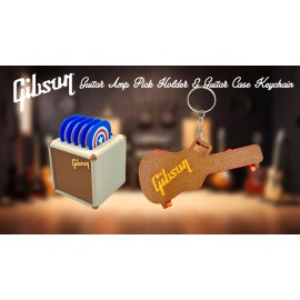 Gibson Guitar Amp Pick Holder Storage Rack & Guitar Case Pick Holder Keychain