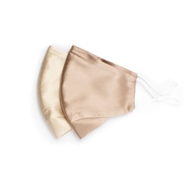 Pack of 2 100% Mulberry Silk Face Masks Nose Wire 2 Layers Washable Adjustable. UK (NUDES 01 & 02)