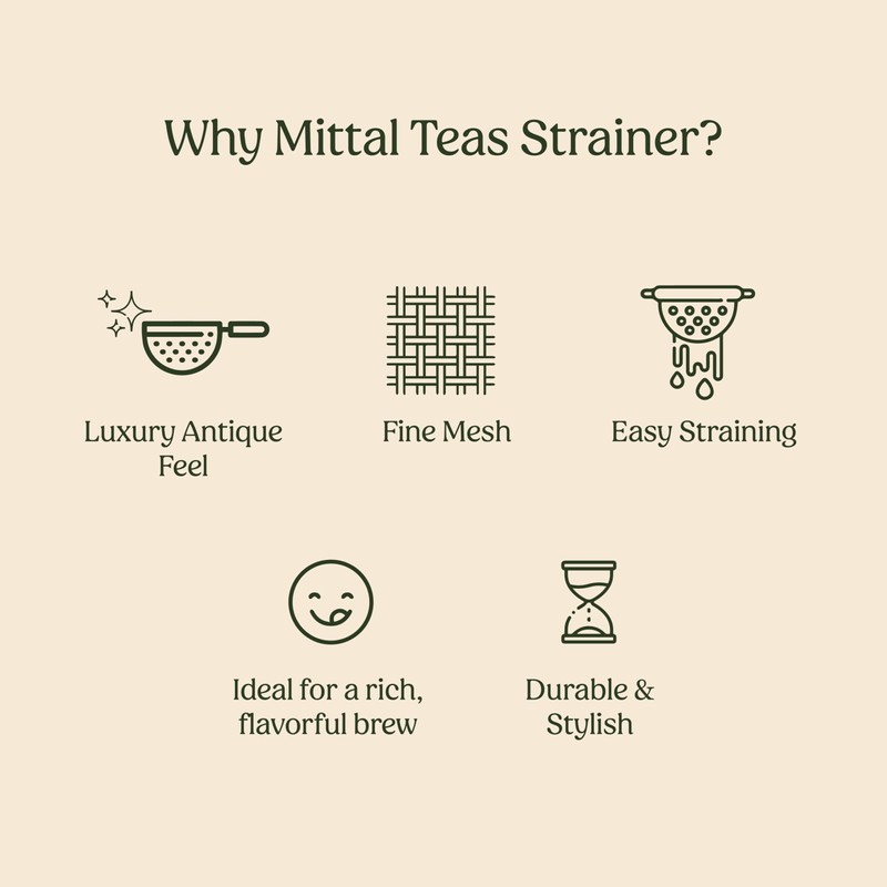 Mittal Teas Brass Tea Strainer with Wooden Handle | Handcrafted