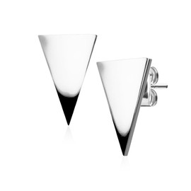Hand Polished Surgical Steel Triangle Stud Earrings for Women, Metal