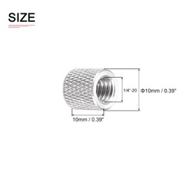 DTGN 1/4 inch - 20 x 0.39 inch (DxH) Tripod Nuts - 4 Pack - Good for Camera Tripod Electronic Equipment - Hand Screw Knurled Drum Nut Connection Fasteners - Silver