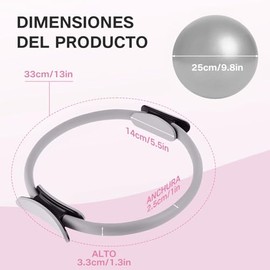 Pilates Kit Casa Incl Aro 38cm y Pelota 25cm de Pilates,Calcetines de Yoga | Anillo y Pelota Pequeña de Yoga,para Tonificar Los Músculos de Brazos y M