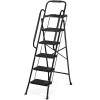 SEGAWE 5 Step Ladder Folding Step Stool w Wide Anti-Slip