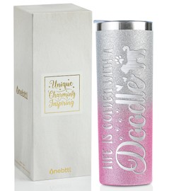Onebttl Goldendoodle Gifts for Women & Girl, 20oz Stainless Steel Insulated Tumbler, Novelty Golden Doodle Gifts for Dog Lovers, Golden Doodle Dog Mom Gifts - Life is Golden with A Doodle - Pink